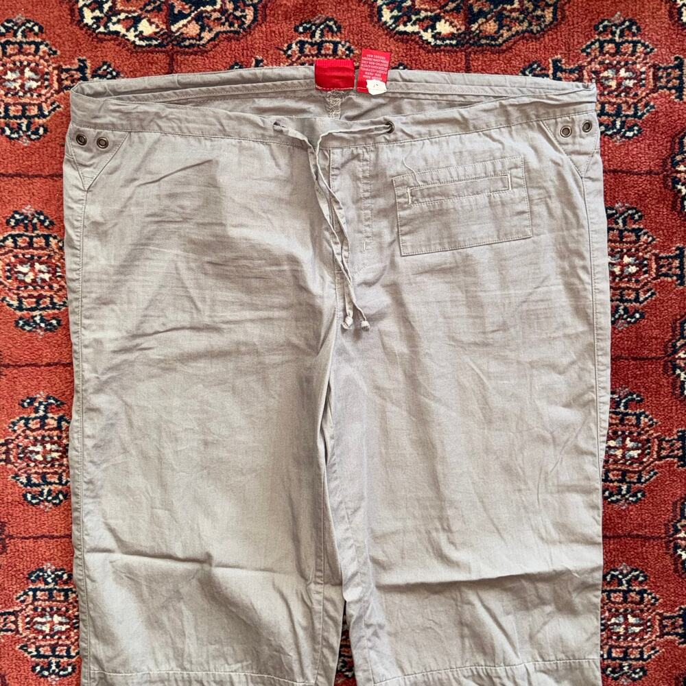 Mossimo‎ M Taupe 100% Cotton Lightweight Drawstring Cropped Pants - Picture 5 of 9